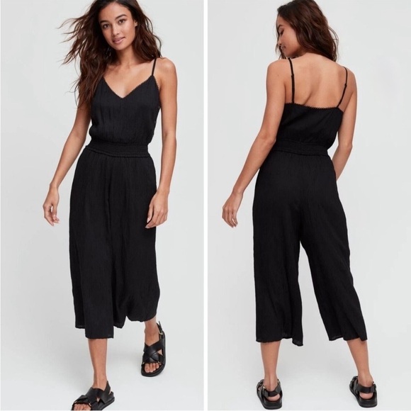 Wilfred Aritzia Irene La Boheme Black Wide Leg Jumpsuit - Picture 1 of 16